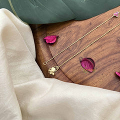 Vriksham Elegant Trio Stone Pendant Anklets- Red-J3974