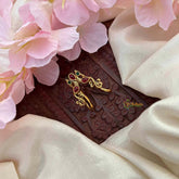 Vriksham Delicate Kemp Crescent Vanki Style Gold Kemp Finger Ring-Red Green-G21782