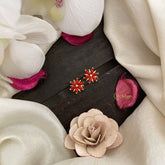 Vriksham Tiny Floral Studs-Coral-G16696