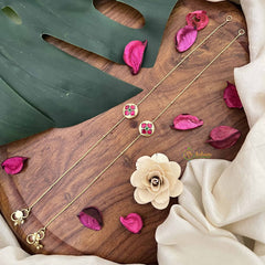 Vriksham Unique Red Floral Stone Pendant Anklets-J3961