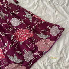 Grape Wine Colour Embroidered Girls Lehenga Set -VS3775