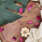 Vriksham Antique Designer Stone Pendant Anklets-Red Green-J3964