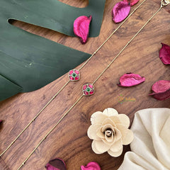 Vriksham Antique Designer Stone Pendant Anklets-Red Green-J3964