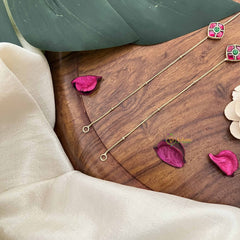 Vriksham Antique Designer Stone Pendant Anklets-Red Green-J3964