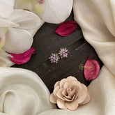 Vriksham Tiny Floral Studs-Purple-G16698