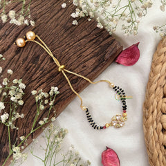 Vriksham AD Stone 3 Triangle With Three Pear Mangalsutra Bracelet-Red-G18784