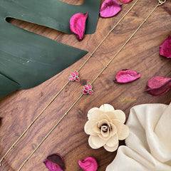 Vriksham Antique Precious Jadau Kundan Anklets -Lotus Red-J3984