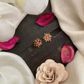 Vriksham Tiny Floral Studs-Orange-G16699