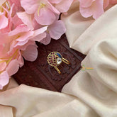 Vriksham Classic Peacock Feather Red Kemp Finger Ringe-White-G21774