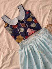 Dark & Sky Blue Colour Indian Traditional Girls Lehenga Set -VS3752