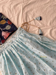 Dark & Sky Blue Colour Indian Traditional Girls Lehenga Set -VS3752