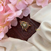 Vriksham Antique Gold Pear Shape Kemp Finger Ring-Red Green & White-G21770