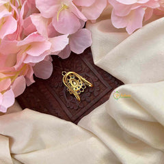 Vriksham Antique Gold Pear Shape Kemp Finger Ring-Red Green & White-G21770