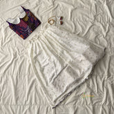 White & Purple Colour Indian Traditional Girls Lehenga Set -VS3757