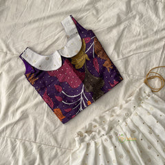 White & Purple Colour Indian Traditional Girls Lehenga Set -VS3757