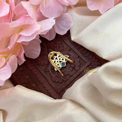 Vriksham Traditional Kemp Stone Geometric Cluster Finger Ring-Red Green & White-G21769