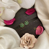 Vriksham Tiny Floral Studs-Green-G16700