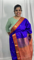 Purple with Red Border Pure Silk Saree - VS3981