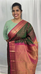 Double Shaded Green Korvai Pure Silk Saree - VS3972