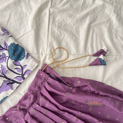 White & Purple Colour Indian Traditional Girls Lehenga Set -VS3751