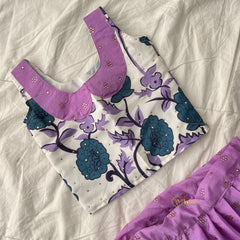 Lavender & White Colour Indian Traditional Girls Lehenga Set -VS3756