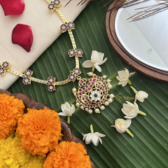 Vriksham Chandbali Style Black Kemp Stone Pendant Short Neckpiece-Pearl-G19719