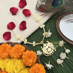 Vriksham Chandbali Style Black Kemp Stone Pendant Short Neckpiece-Pearl-G19719