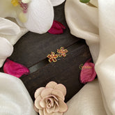 Vriksham Premium Floral Studs-Orange-G16668