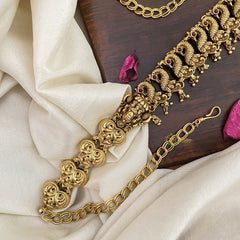 Vriksham Lakshmi With Dual Peacock Pendant Bridal Hip Chain-Gold Bead-G17631