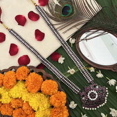 Vriksham Antique Multi‑Strand Pearl Rope With Pearl Fringe Long Neckpiece-Pearl-G19720