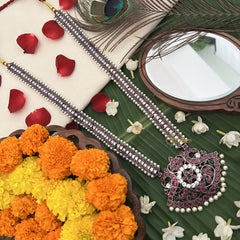 Vriksham Antique Multi‑Strand Pearl Rope With Pearl Fringe Long Neckpiece-Pearl-G19720