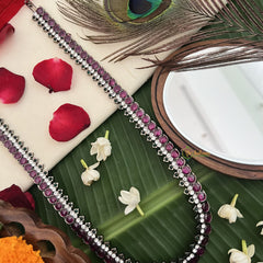 Vriksham Ethnic Temple Jewellery Black Kemp With Round Style Long Neckpiece-Pearl-G19721