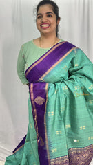 Sea Green Korvai Kanchi Pure Soft Silk Saree - VS4005