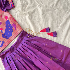 Purple Indian Traditional Girls Lehenga Set-Parrot-VS3765