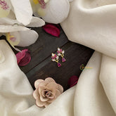 Vriksham Premium Leaf Studs-White & Pink-G16693