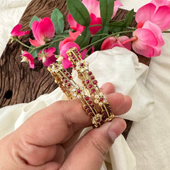 Premium Red White AD Stone Bangle-G13396