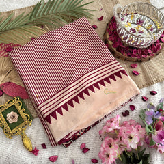 Vriksham Maroon Striped Print Ajrakh Modal Silk Saree-VS4439