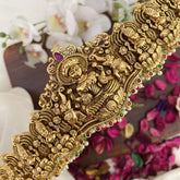 Vriksham Premium AD Stone Lakshmi Bridal Hipbelt-Green Bead-Pearls-G17638