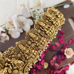 Vriksham Premium AD Stone Lakshmi Bridal Hipbelt-Green Bead-Pearls-G17638