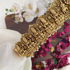 Vriksham Premium AD Stone Lakshmi Bridal Hipbelt-Green Bead-Pearls-G17638