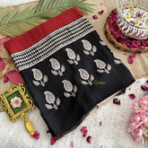 Vriksham Maroon With Black Ajrakh Modal Silk Saree-VS4441