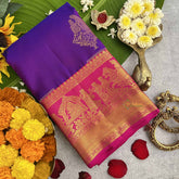 Vriksham Elegant Bridal Purple With Pink Border Pure Silk Saree-VS4810
