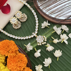 Vriksham Classic temple Round Design Attigai Style Short Neckpiece-Pearl-G19728