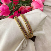 Simple Red Green Stone Bangle-Square-G13410