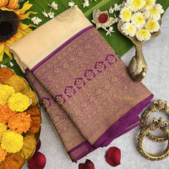 Vriksham Half White with Purple Kanchi Pure Silk Saree-VS4814