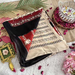 Vriksham Cream Designer Ajrakh Modal Silk Saree-VS4447