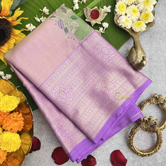 Vriksham Light Lavender Double Shade With Silver Zari Pure Silk Saree-VS4815