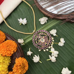 Vriksham Designer Dual peacock Pendant Choker Neckpiece-Pearl-G19729