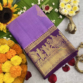 Vriksham Designer Bridal Twitch Purple With Golden Zari Border Korvai Pure Silk Saree-VS4824