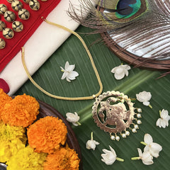 Vriksham Designer Dual peacock Pendant Choker Neckpiece-Pearl-G19729